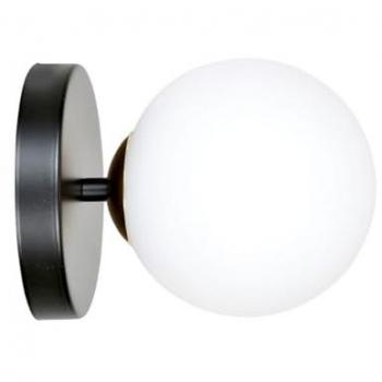 Lampada a Parete Floki in Acciaio Verniciato, Vetro, Colori Nero, Oro e Bianco