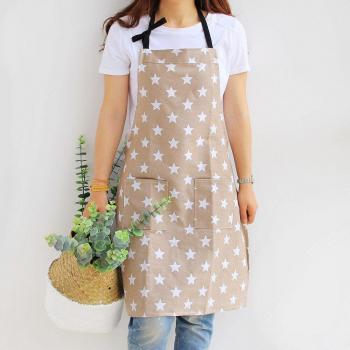 Two Pocket Star Pattern Apron for Women, Cotton & Canvas, Large