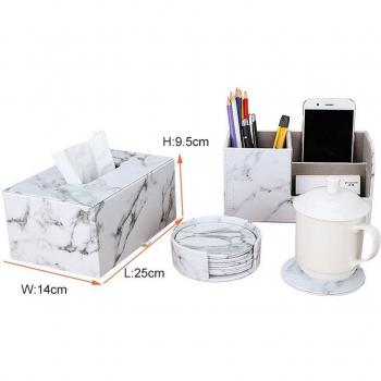 Marble PU Leather Office Supplies Set