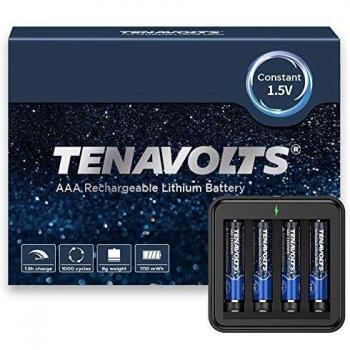 Tenavolts 1.5V AAA Rechargeable Batteries with USB Charger