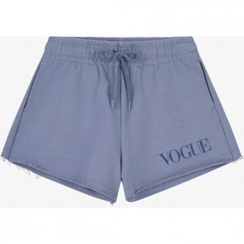 Shorts VOGUE en Denim Azul con Logo Bordado