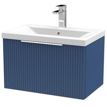 Chrome-Handled 600 mm Fluted Wall-Hung Vanity by Balterley – Blue Finish