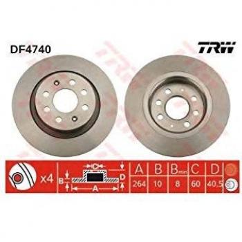 Disque de frein TRW DF4740 à l'arrière, plein, 1 pièce pour OPEL, FIAT, ABARTH, Corsa E Schrägheck (X15), Adam (M13), GRANDE PUNTO (199)