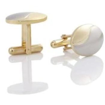 Elegant Twirl Oval Cufflinks – Gold & Silver Combo