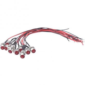 10PCS 8mm Metal LED Indicator Lights 12V Waterproof with Wires