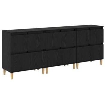 Tri‑buffet chêne noir – 60 × 35 × 70 cm, matériau bois d’ingénierie
