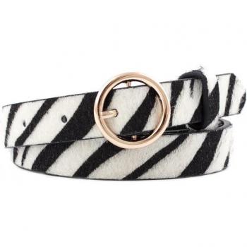 Leopard Pattern PU Leather Waistbelt with Golden Circle Buckle