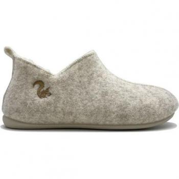 Hausschuh „thies®“ – echtes Woll‑Slipperboot, EU 42, Beige