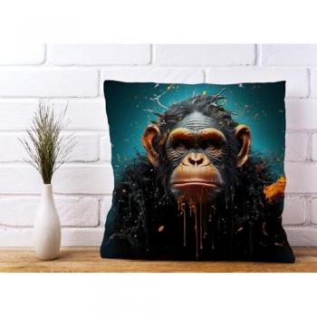 Blue Monkey Face Splashart Cushion