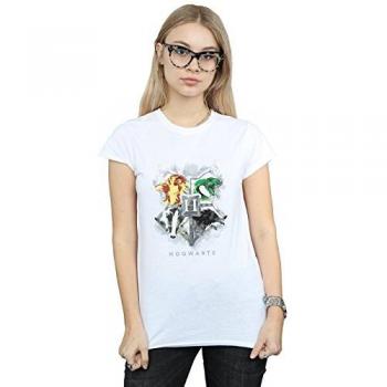 Women's Hogwarts Crest T‑Shirt – Pure White, Size S
