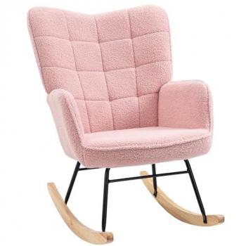 Silla mecedora rosa con estructura de acero Homcom 71 x 98 x 101 cm