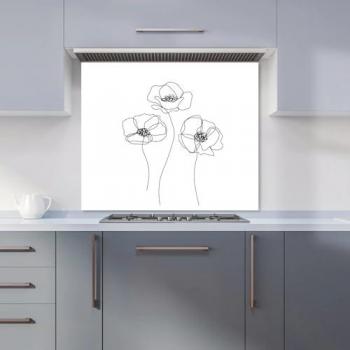 Line Art Poppy Kitchen Splashback
