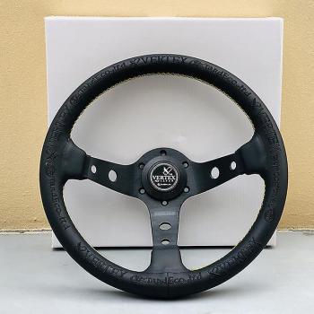 Volante de alta gama Vertex 13 cuero negro y amarillo