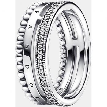 Pandora Silberring Silberring für Logo, Pavé & Beads