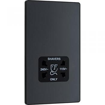 Matt Grey Dual Voltage Shaver Socket 115/240V