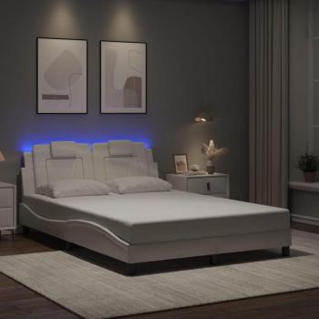 Lit Double avec Lumières LED, Blanc 140x190 cm