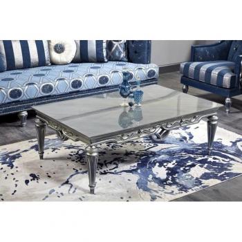 Casa Padrino Stilvoller Barock Couchtisch Silber 143 x 94 x H. 44 cm