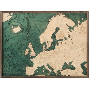Mappa tridimensionale “Europa L” – Legno multicolore, 81x6x61 cm