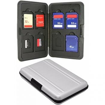 Micro SD Card Storage Box 16 Slots Silver Plastic Case
