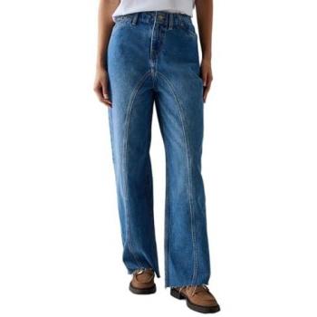 Mid‑Wash Women's Raw Waist Dad Jeans