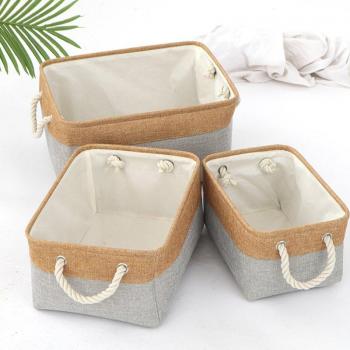 Panier de rangement en lin pour cosmétiques