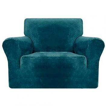 MAXIJIN Housse de Chaise en Velours 1 Place Bleu Paon
