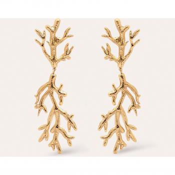 Joyas para Mujer: Pendientes de Coral en Acero Bañado en Oro de Singularu