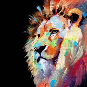 Peinture Imprimée Lion Coloré 45x45 cm CEANOTHE