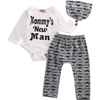 Baby Boy/Girl 3-Piece Outfit: Long Sleeve Romper, Pants, and Hat Set (0-18 Months)