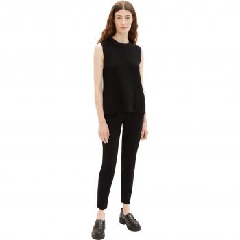 TOM TAILOR Damen Lässige Stoffhose, schwarz, Uni, Gr. 40/32
