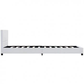 Elegant Off-White Synthetic Skin Bed Frame 100x200 cm