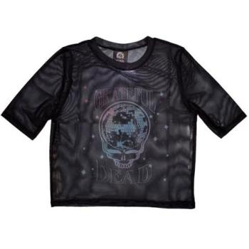 Black Stealy Mesh Crop Top with Glitter Balls