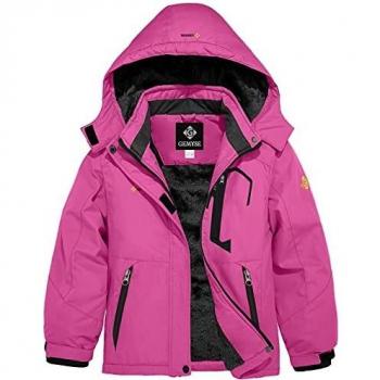 GEMYSE Veste de Ski Imperméable de Montagne pour Fille Manteau d'hiver Extérieur en Polaire Coupe-Vent avec Cap