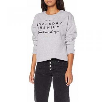 Superdry Sudadera Applique Crew, Color Gris, Talla XX-Large para Mujer