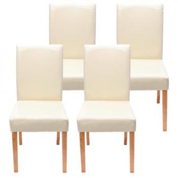 Lot de 4 chaises Littau en simili-cuir crème