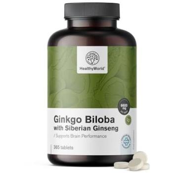 HealthyWorld® Ginkgo & Ginseng Sibérien 6600 mg, 365 Capsules