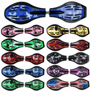 FunTomia® Waveboard charge maximale 120 kg, avec roulements ABEC-11 hautes performances + sac à dos et CD de musique inclus (flocons de neige bleus)