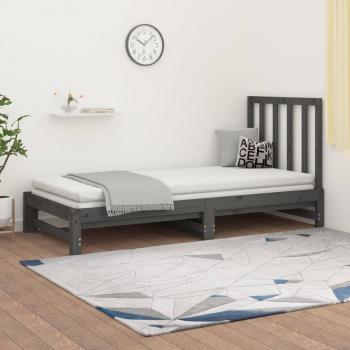 Pull-Out Day Bed Grey Solid Pine 2x(90x190) cm