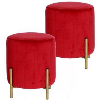 Pouf Rosso Velvet Dorato Set 30×36