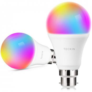 Intelligent LED A19 Bulb with Color Control via Wi-Fi, TECKIN, B22 Base, Google Assistant & IFTTT Compatible, No Hub Needed
