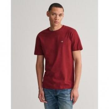 GANT Herren T-Shirt „Reg Shield“ – dunkelrot, L, Rundhals