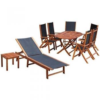 Set da Giardino 9 pz con Cuscini in Legno Massello di Acacia