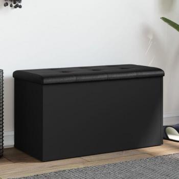 Banco multifunción TORANA con compartimentos de madera negra – 82×42×45 cm