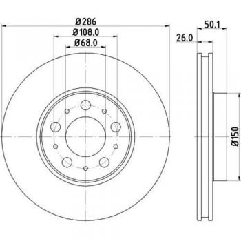 Original Equipment Equivalent to HELLA 8DD 355 107-051 Brake Disc
