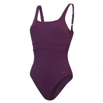 Speedo Bañador Moldeador ContourEclipse para Mujer, 1 Pieza, Ciruela Dandy/Rojo Vasco, Talla 38