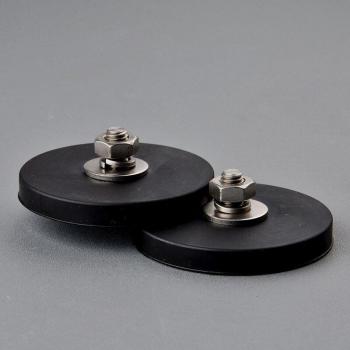 2Pcs 45KG Neodymium Disc Magnet with Rubber Coating D88x8Mm M8 Thread