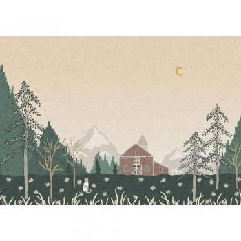 Groen-Beige Boerderij Panorama Behang – 400 × 280 cm