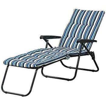 Chaise longue pliable 6 positions avec matelas et accoudoirs