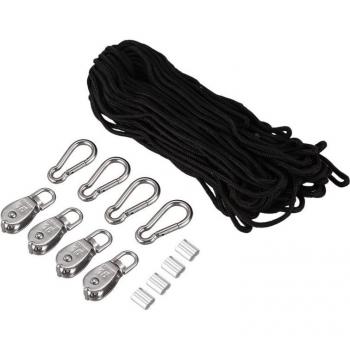 15mm Crane Pulley Block Kit with Swivel Hook and 30m Rope