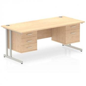 Impulse Bench 1800 X 800mm Straight Office Desk Maple Top Silver Cantilever Leg